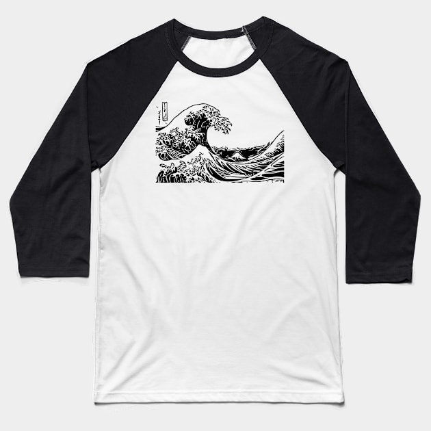 Tsunami | The Great Wave Off Kanagawa | Katsushika Hokusai | Line art Baseball T-Shirt by Classical